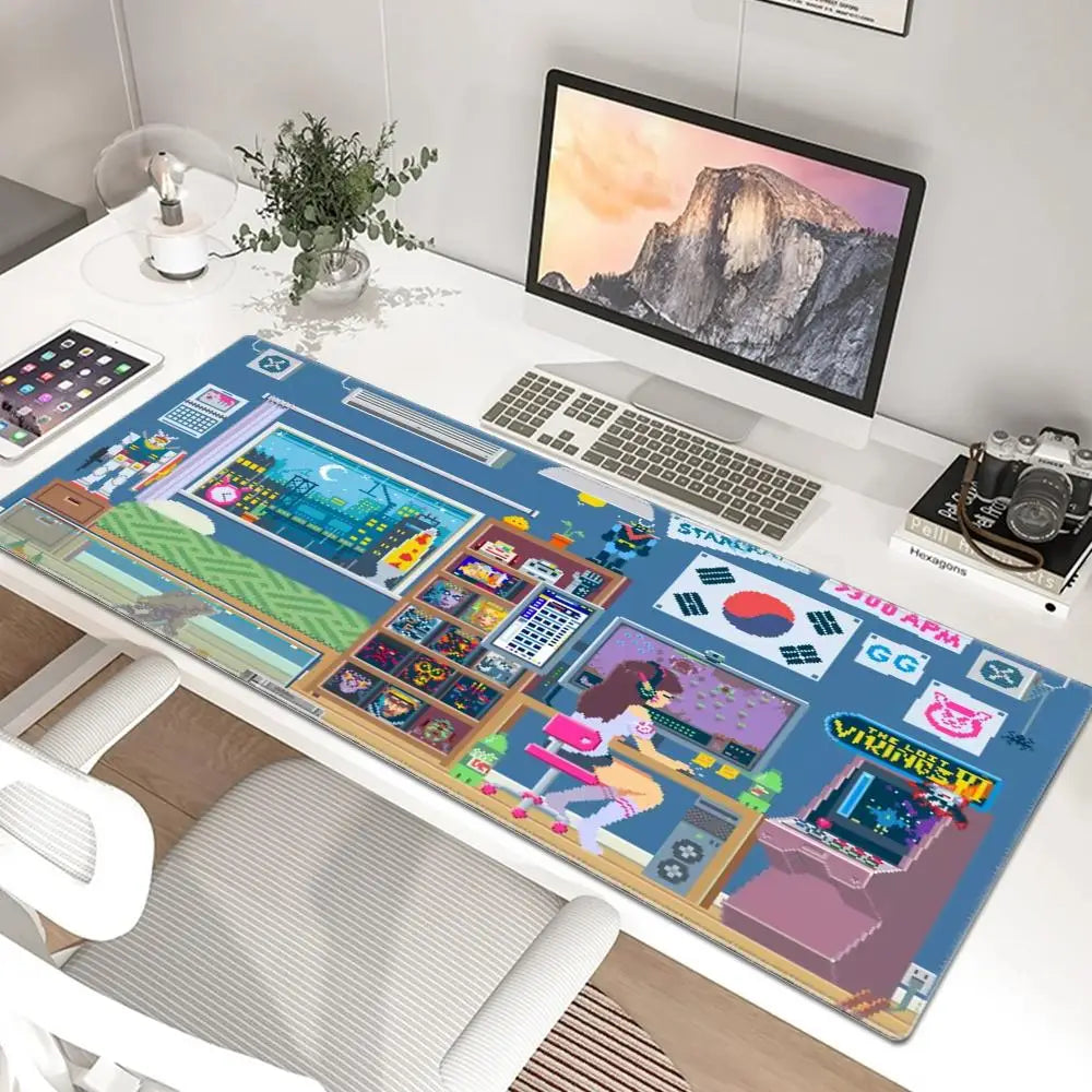 Tapete de Rato XXL Anime Gaming Girl Overwatch 900x400, Tapete de Secretária Suave em Borracha para Portátil, Escritório, Computador e Teclado, Impressão HD