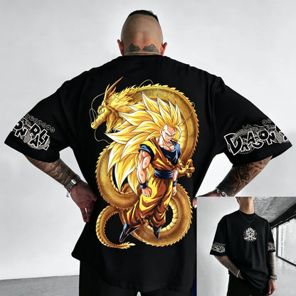 T-shirt en coton à manches courtes imprimé Dragon Ball Z : Son Goku et Vegeta – Vêtements pour hommes et femmes – Style Harajuku, Y2K, vintage, streetwear d'été