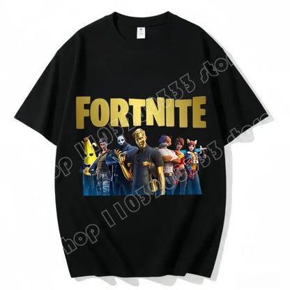 Fortnite Rundhals-T-Shirt für Erwachsene, unisex, Gaming-Dance-Mode, neu, aus reiner Baumwolle, kurzärmeliges Oberteil, perfekt für Freizeit und Urlaub