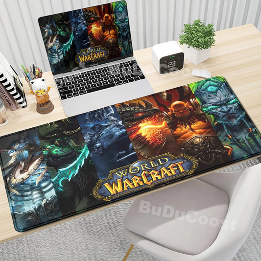 Аниме World of Warcraft подложка за бюро, гейминг пад за мишка, компютърни аксесоари XXL, с подсилен ръб, подложка за клавиатура и мишка, геймърска подложка за офис