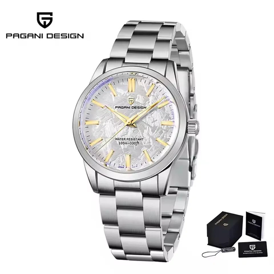 PAGANI DESIGN 40MM Meteorite dial Men Quartz Watches Luxury Business 316L Stainless Steel 100M Waterproof Watch For Men clock