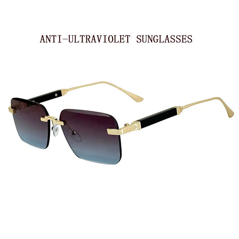 New 2024 Square Sunglasses Women Trendy Vintage Designer Rimless Sunglasses For Men Vacation Fashion Glasses Lentes De Sol Mujer