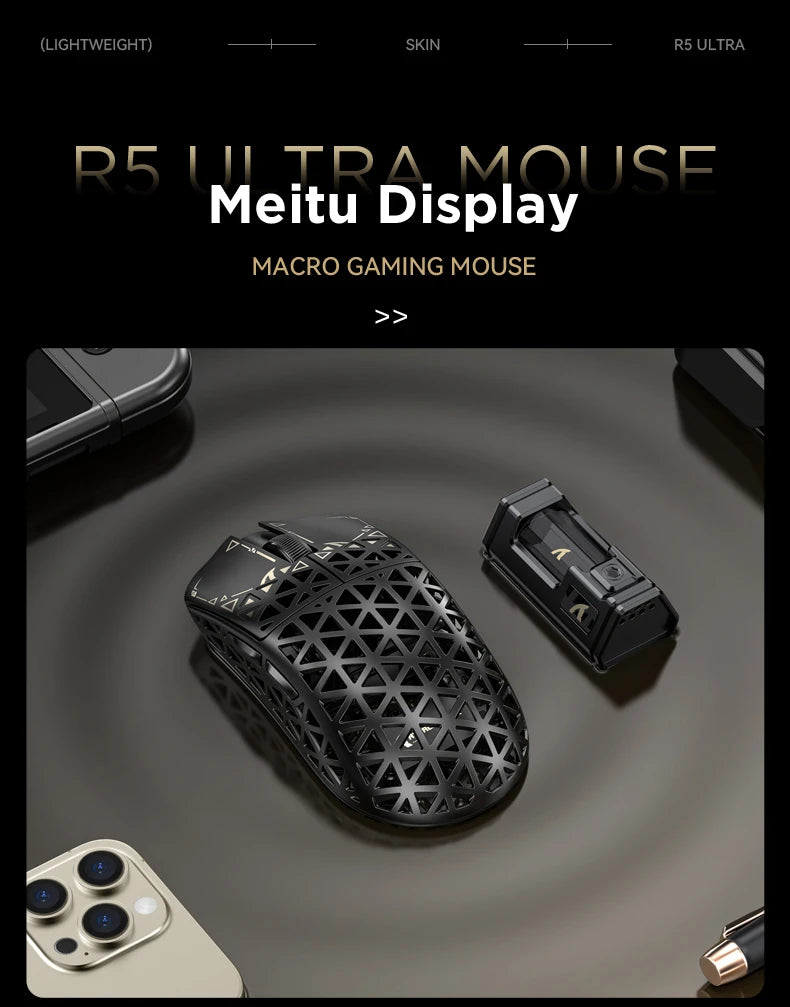 ATTACK SHARK R5 Ultra Carbon Fiber bezdrátová herní myš, herní snímač PixArt PAW3950MAX, 42000DPI, 8000Hz, MCU Nordic 52840