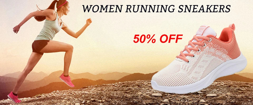 Fashion Women's Lightweight Sneakers Running Outdoor Sports Breathable Mesh Comfortable Air Cushion Lace-Up Shoes