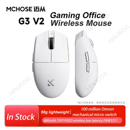 MCHOSE G3 V2 Pro Wireless Gaming Mouse Tri-Mode Bluetooth 800mAh Rechargeable Lightweight Customized Ergonomics Esports Mouse