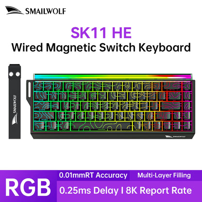 SMAILWOLF SK11 68HE Magnetic Gaming Keyboard Mechanical Wired Professional Gaming 0.01mm Quick Trigger 8KHz 0.25ms RGB Lighting