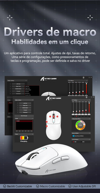 Atack Shark X3 PAW3395 Mouse Lightweight Wireless Gaming Mouse,Tri-Mode  Mouse,26K DPI PAW3395,PC/Laptop/Win/Mac