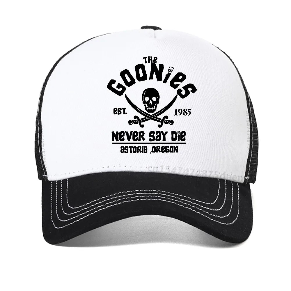 The Goonies Est 1985 Never Say Die Men's baseball cap summer mesh Snapback hat fashion outdoor Causal Breathable sun hats