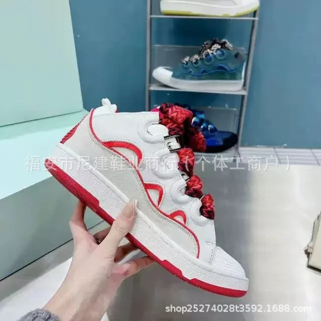 Comfortable High Heel Skate Shoes Thick-Soled Casual Sporty Dad Bag Shoes Vietnamese Cambodian New Style Knot-Tied Slip-On