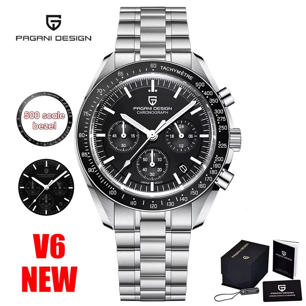 PAGANI DESIGN 2026 New Moon Watch For Men Quartz Multifunction Chronograph Sports Mens Watches Top Brand Luxury Sapphire Mirror