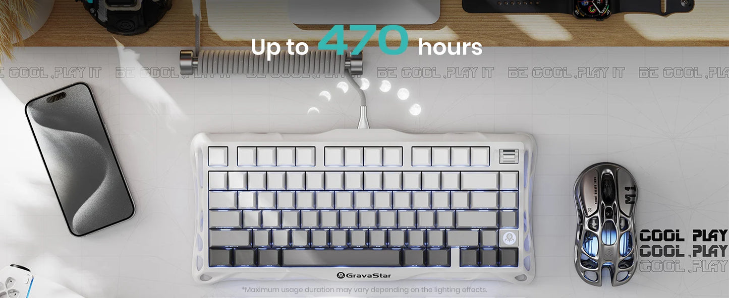 GravaStar Mercury K1 75% Wireless Mechanical Gaming Keyboard, Aluminum Alloy Exoskeleton Design, RGB Backlit, Hot-Swap Socket