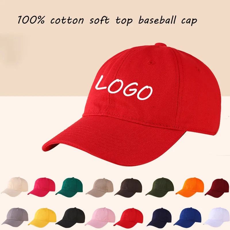 Custom Logo Cotton Soft Top Baseball Cap For Women Men Classics Simple Adjustable Dad Hat Outdoor Sport Dad Hats Wholesale