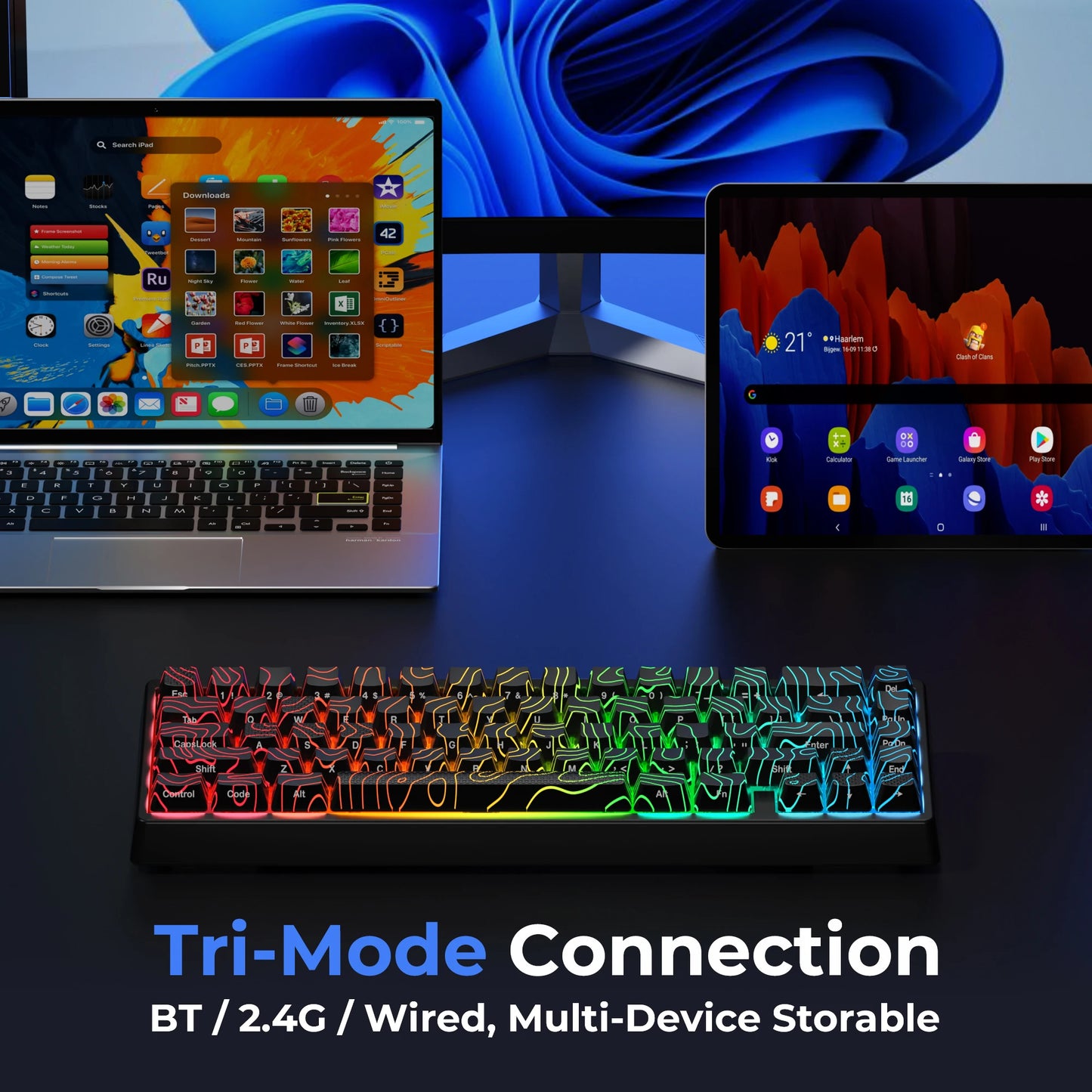 XVX M67 JadeStone Mechanical Keyboard With IMD-Tech Keycaps Hot Swappable Gasket Tri-Mode Custom RGB Wireless Keyboard 65%