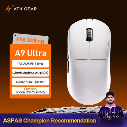 ATK Dragonfly A9 Ultimate Wireless Gaming Mouse A9 Air PAW3950 Ultra Lightweight Ergonomic E-sports Gamer FPS Mice CSGO A9 Ultra