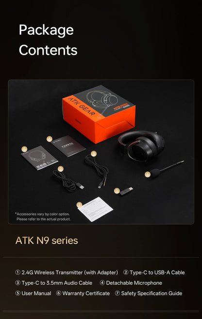 ATK N9 Pro Ultra Wireless Headset with Mic 7.1 sound Four Mode E-sports lightweight headphone Low latency noise reduction gift