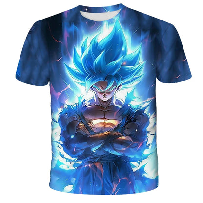 2026 Summer Anime Dragon Ball Z Super Saiyan Men's Clothing Kids CosPlay Goku T-shirt Japanese T-shirt Breathable Short Sleeves