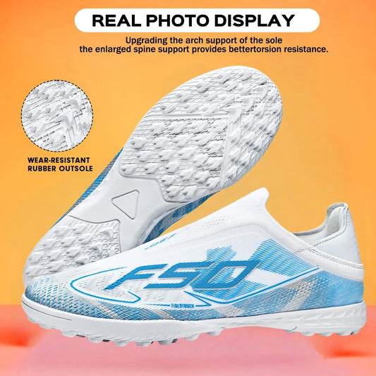 Professional TF Soccer Boots Unisex Youth Adult PU Fabric Upper Rubber Sole Non-slip Training Cleats