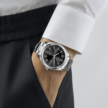 Relógio de quartzo HANNAH MARTIN, 40 mm, para homem, bracelete em aço inoxidável preto, resistente à água até 3 bar, estilo desportivo-chique