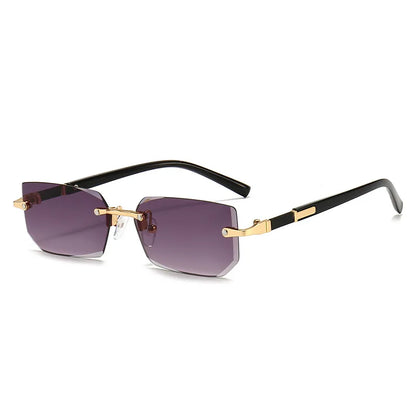 Mode Rimless Solglasögon Män Kvinnor Populära Ramlösa Solglasögon Man Kvinna Klassiska Små Fyrkantiga Sommar Resesolglasögon