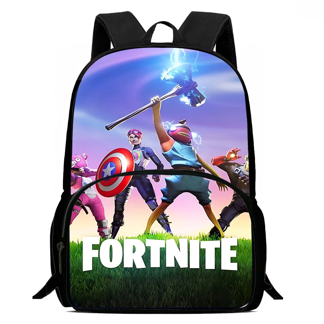 Kinder-Rucksack-Set im angesagten Gaming-Design mit Lunchbag und Federmäppchen, große Kapazität, Schultaschen für Jungen und Mädchen, ideales Geschenk F-FortniteS