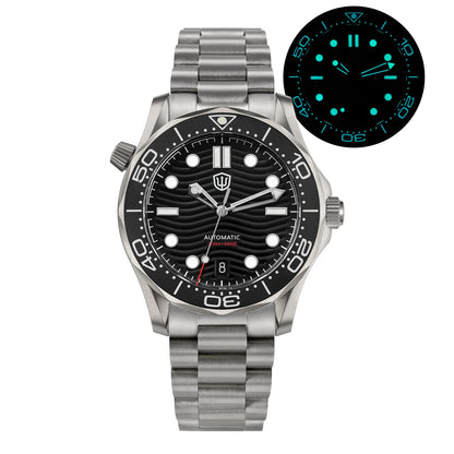 Watchdives WD007 V2 39mm Titanium Dive Watch PT5000 Automatic Movement Luminous 200m Waterproof Domed Bubble Sapphire Watches