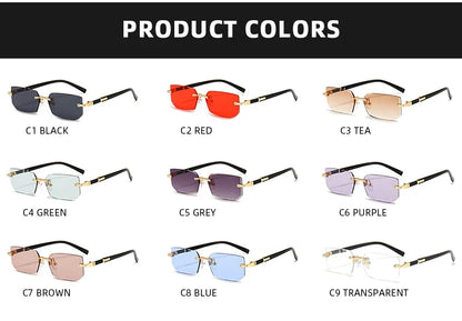 Mode Rimless Solglasögon Män Kvinnor Populära Ramlösa Solglasögon Man Kvinna Klassiska Små Fyrkantiga Sommar Resesolglasögon