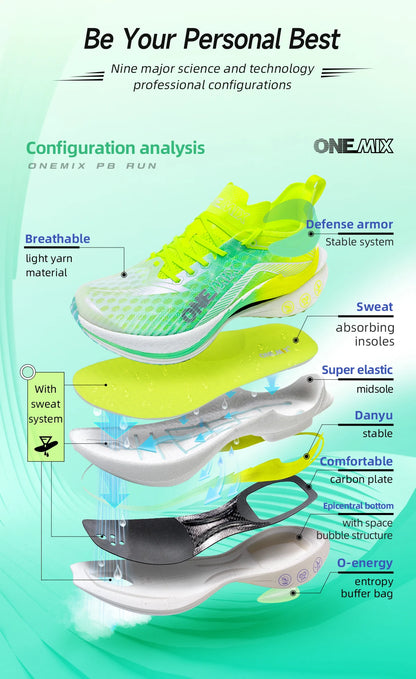 ONEMIX Carbon Plate Marathon Running Racing Shoes Professional Stable Support Shock Relief Ultra-Light Rebound Sneakers