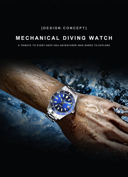 CADISEN New 38mm Diver Mens Watch Japan 8215 Automatic Mechanical Sapphire Glass Date Luminous 100M Waterproof Wrist watch Men