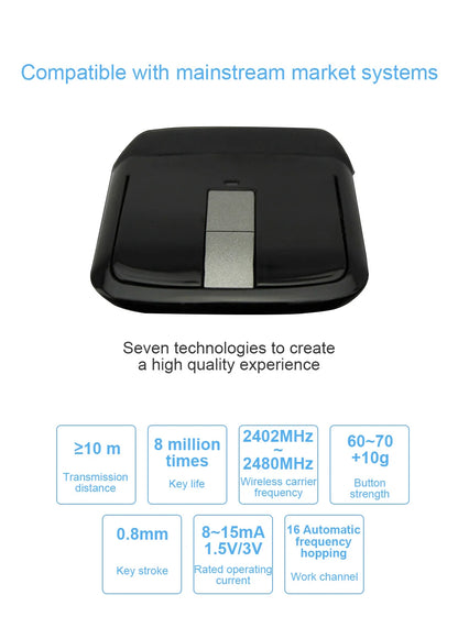 Bluetooth Wireless Arc Touch Mouse For Microsoft PC Laptop 1200DPI Optical Folding Mause Slim Notebook Gaming Computer Mice