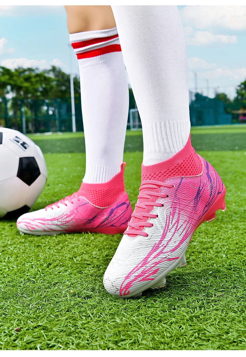 Chaussures de football à crampons FG pour terrain ferme, coupe basse, à lacets, pour hommes, professionnelles, antidérapantes, résistantes à l'usure, pour entraînement sur herbe naturelle