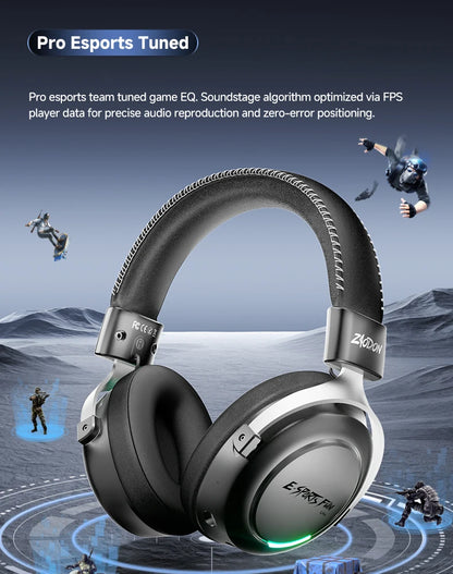 New Wireless Gaming Headphone,Bluetooth 6.0,53mm Titanium Drivers,7.1 Virtual Surround Sound,15ms Zero-Latency,for PC/PS5/Mobile