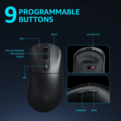 Rapoo VT3Pro GEN-1 Wireless Gaming Mouse 59g Lightweight 8KHz Polling Rate 26000DPI 9 Programmable Buttons Optical Sensor