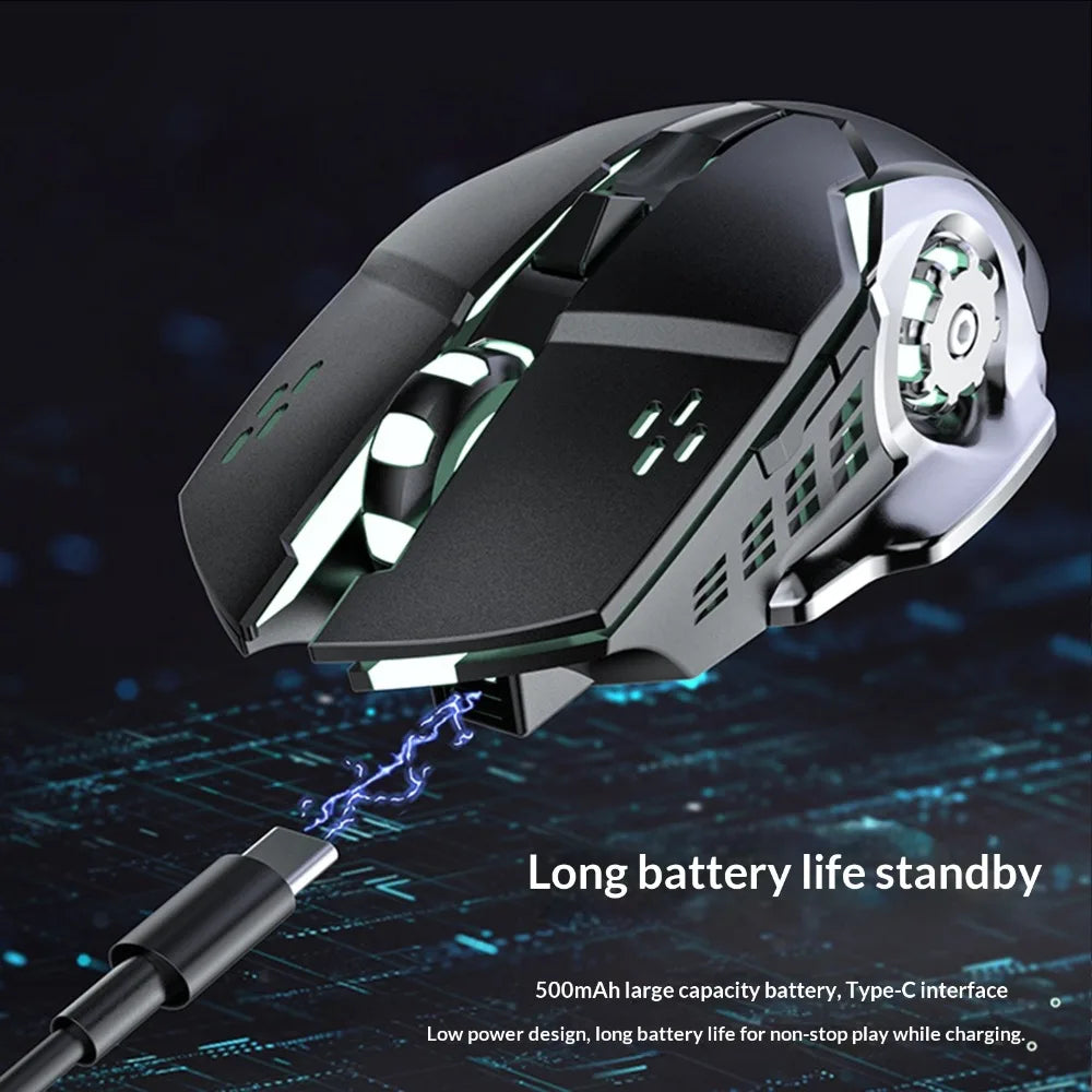 Wireless Mouse Silent Rechargeable Type-C Bluetooth 2.4G Dual Mode Ergonomic RGB Light for Laptop PC Office Home Gaming Daily Wo
