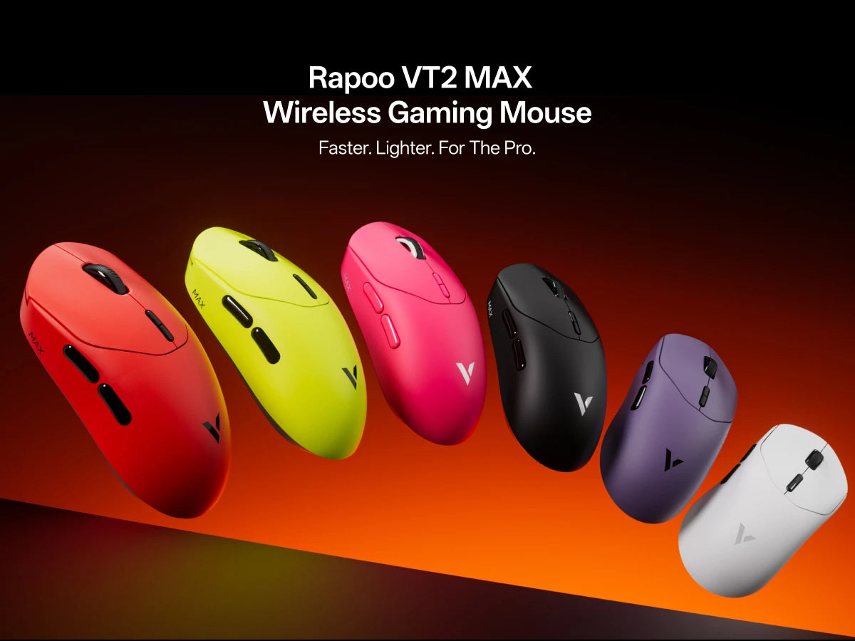 Rapoo VT2 MAX Wireless E-sports Gaming Mouse with 8K Polling Rate Optical Sensor Ergonomic Design 53g Lightweight for PC Latop
