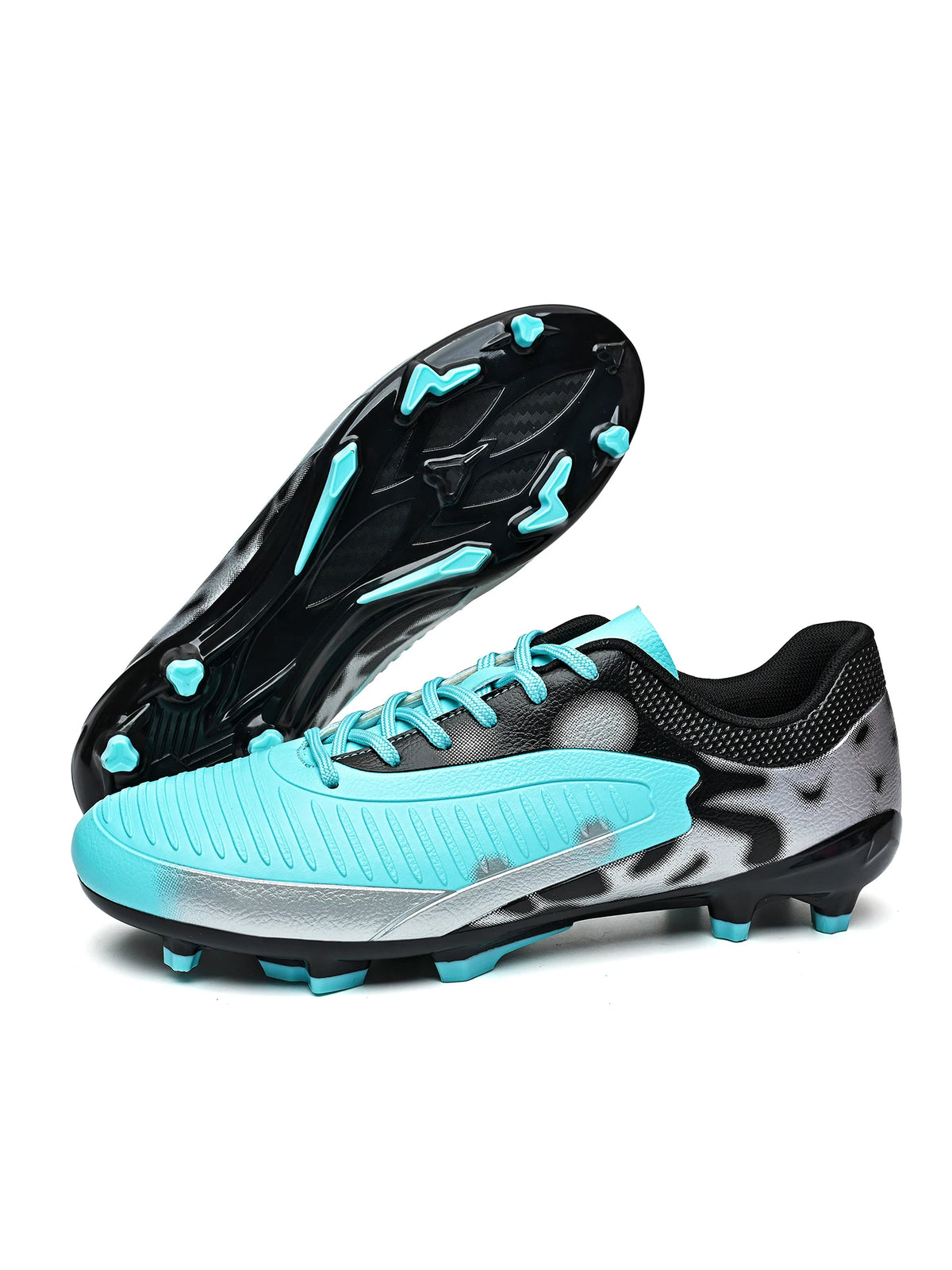Chaussures de football pour hommes AG/FG pour terrain ferme, crampons en caoutchouc antidérapants, respirantes en PU, pour adultes, pour la pratique et la compétition de football en extérieur.