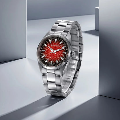 Montre pour homme BERNY – Montre à quartz, verre saphir, aiguilles luminescentes, étanche 10 ATM, entièrement en acier inoxydable – Style élégant et décontracté, idéale pour le quotidien ou les occasions professio