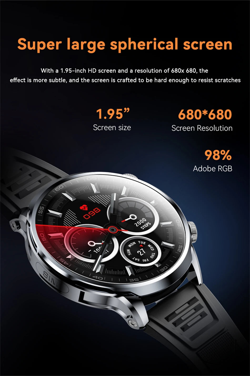 8GB+128GB RAM 5G/4G Smart Watch 1.95 inch AMOLED 1880mah Battery 500W Camera GPS WIFI Google APP Download Smartwatch Android 9.0