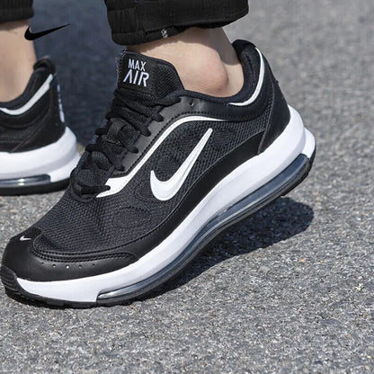 Nike Full-Length Air Cushion Shock-Absorbing Rebound Training Men's Running Shoes. New Air Max Ap Fabric and Leather Upper, Lightweight and Comfortable Fitness Sports Running Shoes. Classic Retro Black and White Versatile Cas