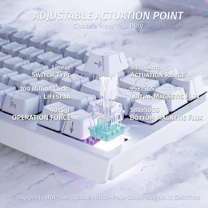 ATTACK SHARK X68 HE Rapid Trigger Mechanical Gaming Keyboard 60% Wired with Adjustable Actuation,Hall Effect Magnetic Switch,8KH