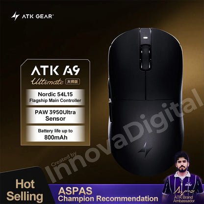 ATK Dragonfly A9 Ultimate bezdrátová herní myš A9 Air PAW3950 ultralehká ergonomická e-sportovní myš pro hráče FPS CSGO A9 Ultra