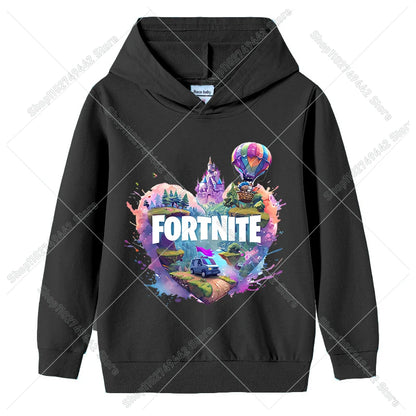 Lasten Fortnite-huppari syksyyn, ohut hupullinen collegepaita pojille ja tytöille, pitkähihainen pusero, urheilu- ja vapaa-ajan lastenvaate