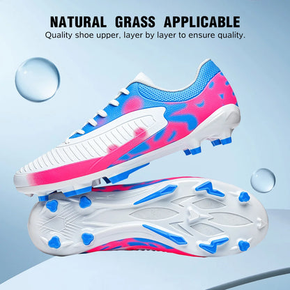 AG/FG Soccer Cleats for Men Women Kids Youth PU Fabric Upper TPU Sole Non-Slip Wear-Resistant for Natural Grass Sports Pitch Tra
