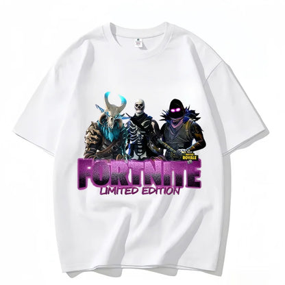 Fortnite Rundhals-T-Shirt für Erwachsene, unisex, Gaming-Dance-Mode, neu, aus reiner Baumwolle, kurzärmeliges Oberteil, perfekt für Freizeit und Urlaub
