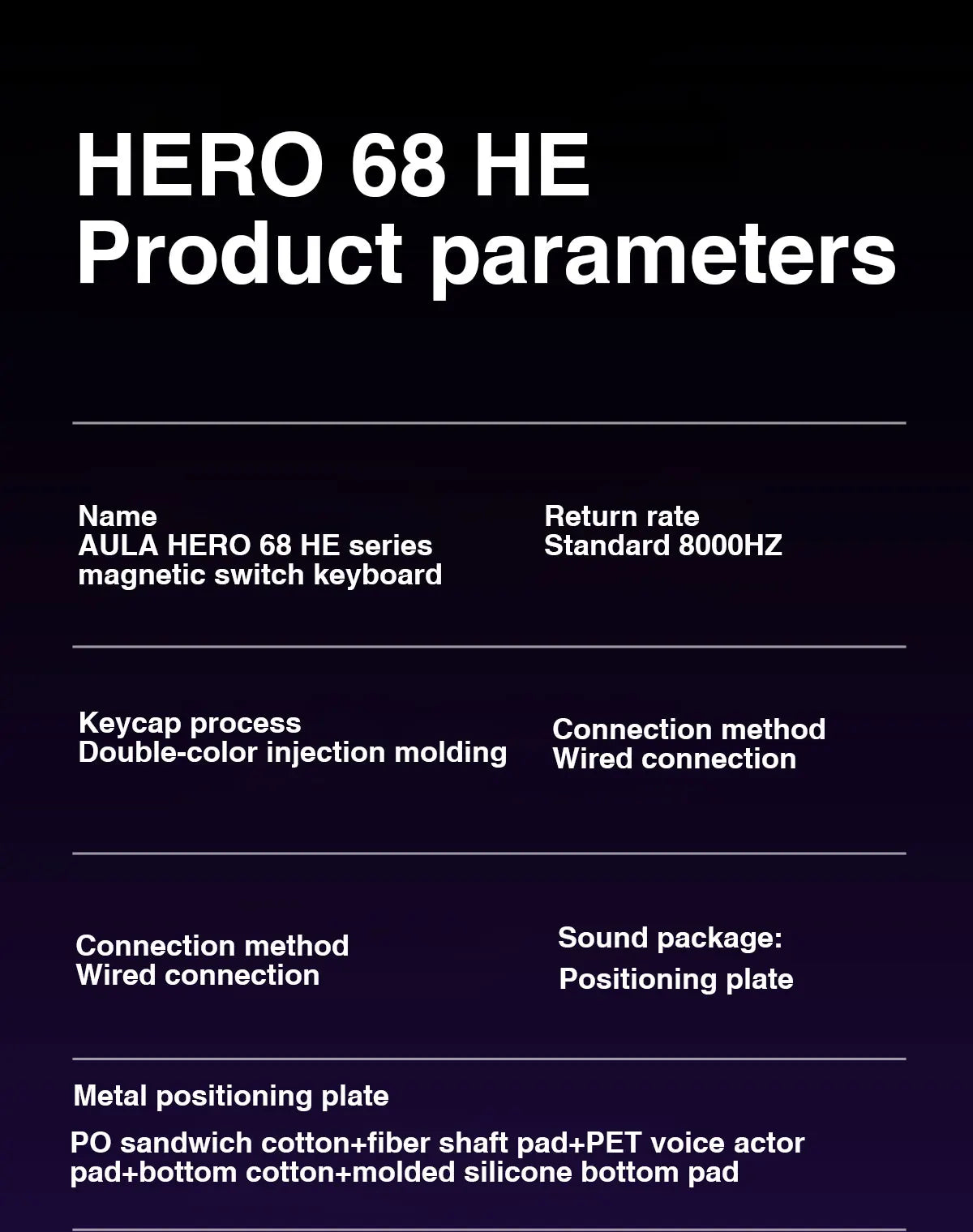 AULA HERO68 HE Magnetic Switch Keyboard Rapid Trigger 8K Polling Rate Esports Gaming Keyboard RGB Wired Mechanical Keyboard