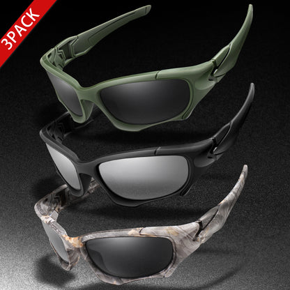 3-PACK Trendiga Outdoor Tactics-sportglasögon för män och kvinnor – cykelglasögon, bilkörning, camping, resor – färgglada skyddsglasögon