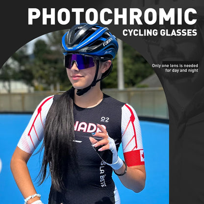 Kapvoe Outdoor fotokromatiska cykelglasögon för män och kvinnor, landsvägscykling, solglasögon, UV400, MTB-cykelglasögon, körglasögon