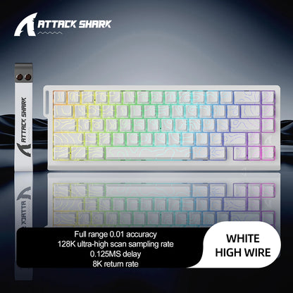ATTACK SHARK X68HE Magnetic Keyboard Red Wired Mechanical for Pro Gaming 0.01mm Rapid Trigger 8000Hz SOCD/Rs 0.125ms 128K Rate