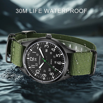 LIGE Top Brand Luxury Men Quartz Watch Date Nylon Leather Waterproof Luminous Military Sports Watches For Men relogios masculino
