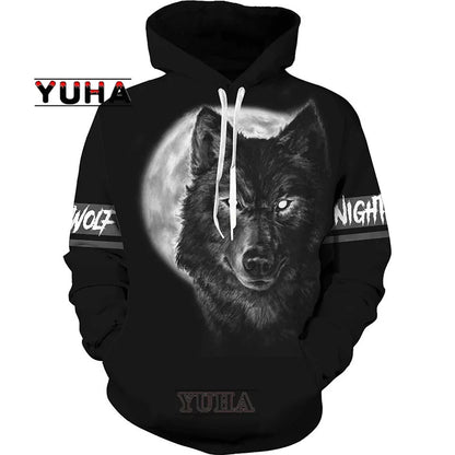 Wolf 3d Printed Hoodies Unisex Cool  Pullover Animal Graphic Sweatshirt Men’s Street Wear