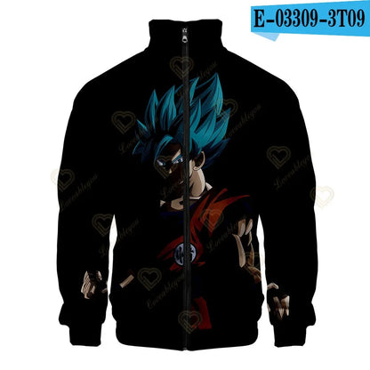 New Fashion Dragon Ball Print Stand Collar Zipper Hoodie Men Women Zipper Hoodies Jackets Long Sleeve Sport Hip Hop Sweatshirts